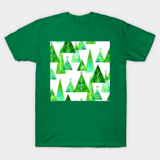 Green Watercolor Christmas Trees T-Shirt